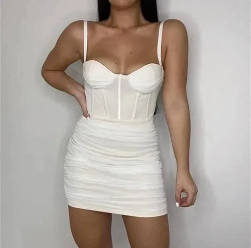 Ruched Bodycon Sleeveless Mini Dress. Small. image indicator(6)