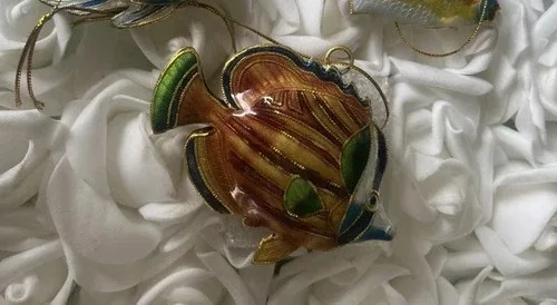 Hand Crafted Cloisonné Enameled Christmas Fish Ornament image indicator(2)