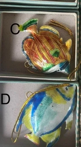 Hand Crafted Cloisonné Enameled Christmas Fish Ornament image indicator(4)