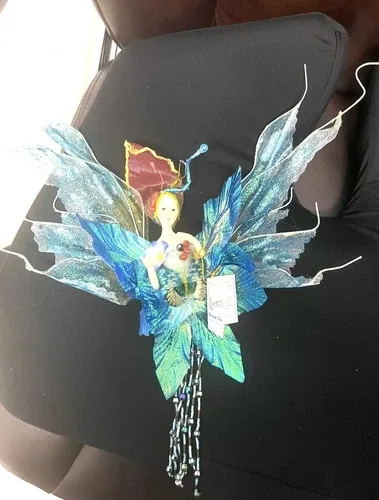 Beautiful Blue Or Pink Fairy Ornament doll With Detachable Wings