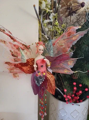 Beautiful Blue Or Pink Fairy Ornament doll With Detachable Wings image indicator(5)