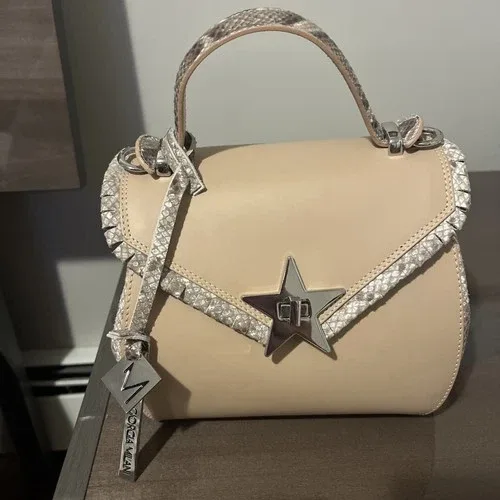 Giorgia Milani Leather Bag Blush Beige with reptile