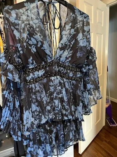 ASOS DESIGN Sequin Embellished Tiered Mini Dress size 8-10