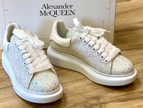 Alexander McQueen Sneakers Sz 8US White Ice Glitter image indicator(4)