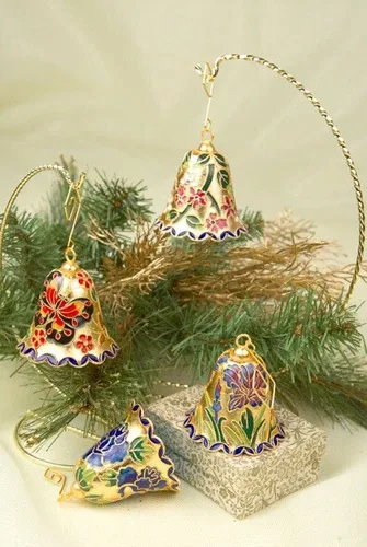 Hand Crafted Cloisonne Christmas Bell Ornament