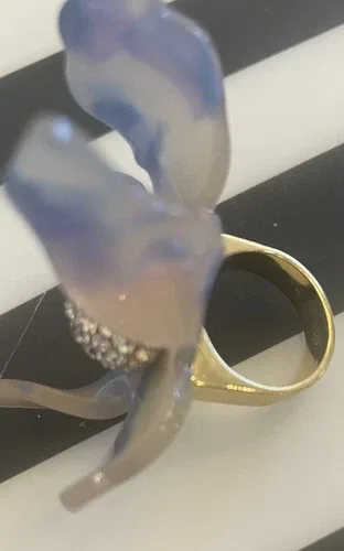 Designer Lele Sadoughi Crystal Lily Necklace Set Ring Earrings image indicator(7)