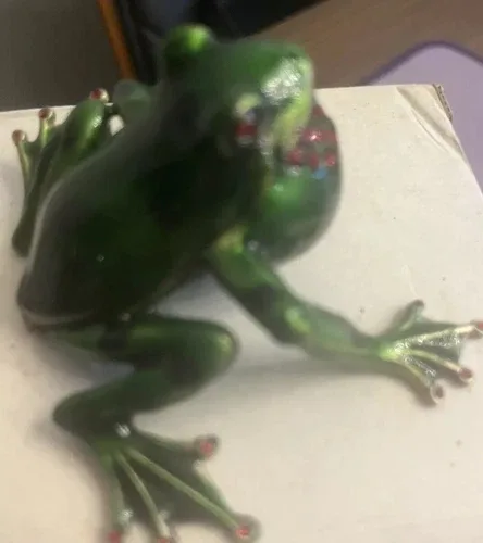 Hand Crafted Cloisonné Enameled Rhinestones Frog Trinket Box image indicator(10)