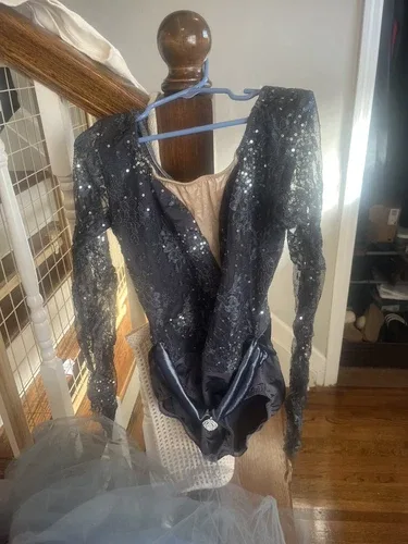 Dance, Figure Skating, Ballet Tutu Long Sleeve Bodysuit Costume