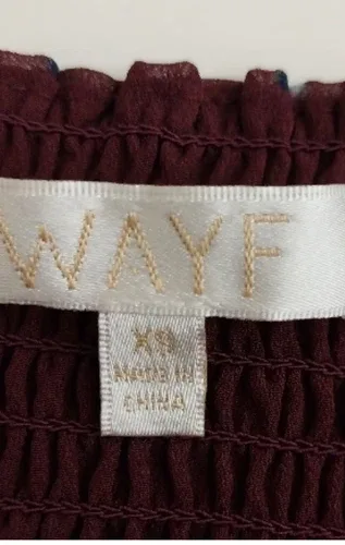 WAYF Devon Smocked Camisole Top Ruffle Burgendy Size XS image indicator(6)