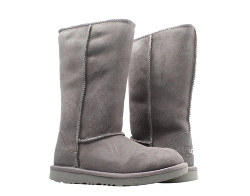 UGG CLASSIC TALL GREY SUEDE SHEEPSKIN BOOTS SIZE US YOUTH 4 FIT'