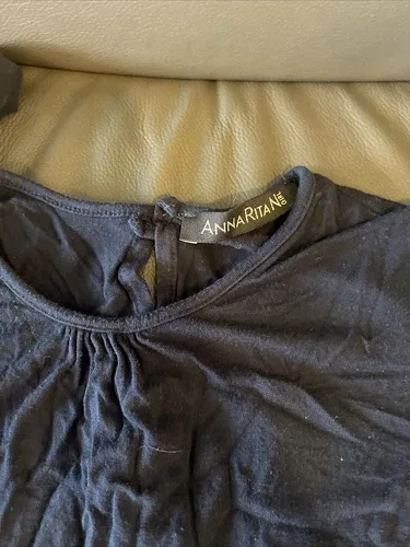 AnnaRita women’s pleath Shirt Top T-shirt Navy Small Viscose Sof image indicator(3)