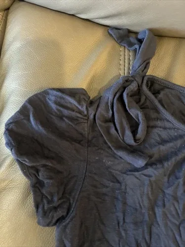 AnnaRita women’s pleath Shirt Top T-shirt Navy Small Viscose Sof image indicator(4)