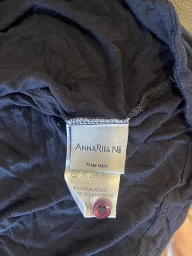 AnnaRita women’s pleath Shirt Top T-shirt Navy Small Viscose Sof image indicator(5)