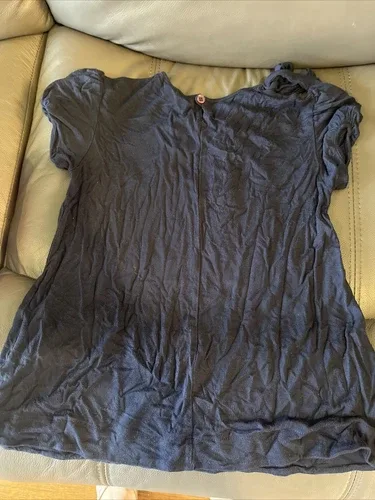 AnnaRita women’s pleath Shirt Top T-shirt Navy Small Viscose Sof image indicator(7)