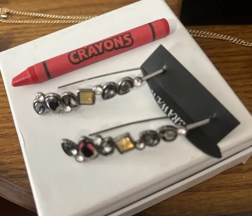 Vera Wang Silver Earrings With Multi Stone Grey And Yellow