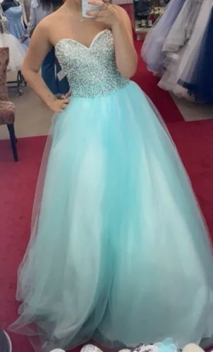 Terani Couture Formal Gown Women's Tiffany Blue Aqua Embellished image indicator(2)