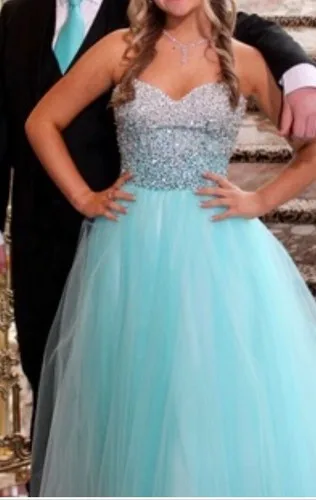 Terani Couture Formal Gown Women's Tiffany Blue Aqua Embellished image indicator(4)