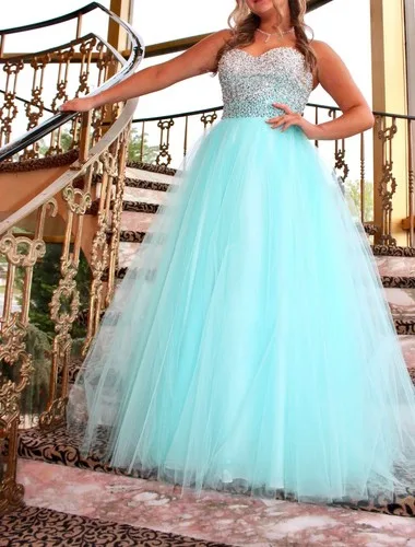 Terani Couture Formal Gown Women's Tiffany Blue Aqua Embellished image indicator(7)