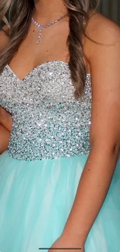 Terani Couture Formal Gown Women's Tiffany Blue Aqua Embellished image indicator(8)