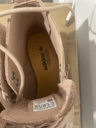 Adidas High Top Light Pink Genuine Leather Lace Up Sneakers Size image indicator(2)