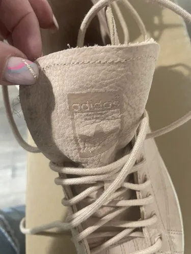 Adidas High Top Light Pink Genuine Leather Lace Up Sneakers Size image indicator(6)