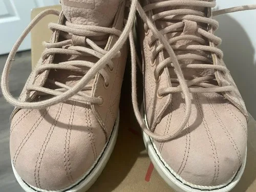 Adidas High Top Light Pink Genuine Leather Lace Up Sneakers Size image indicator(7)