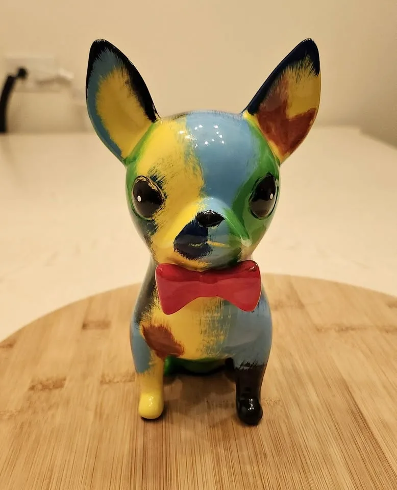 Multi Colored Chihuahua Dog Bank, Please see description