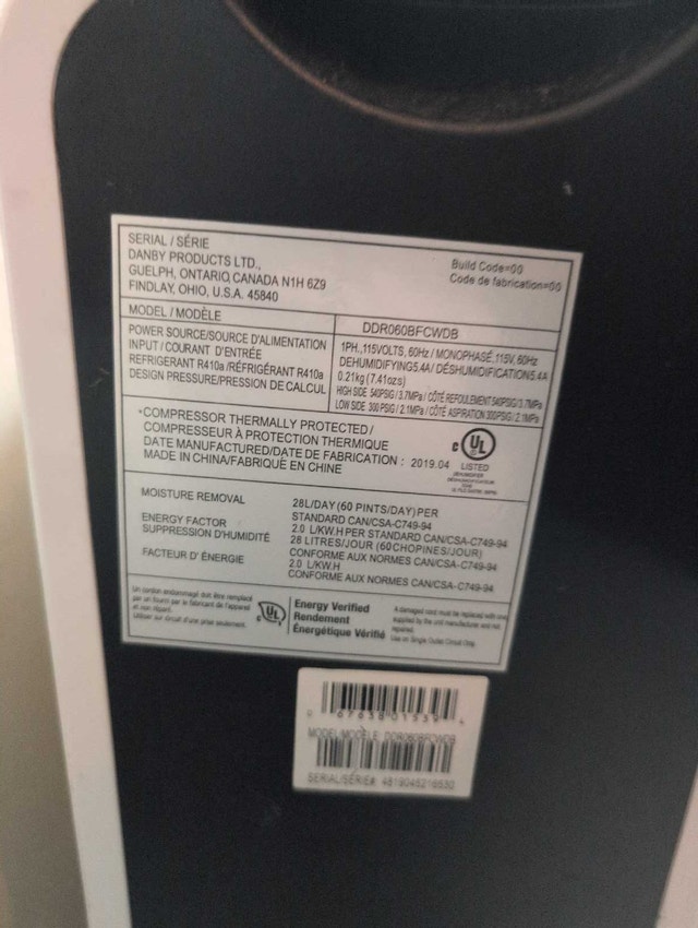 Danby dehumidifier