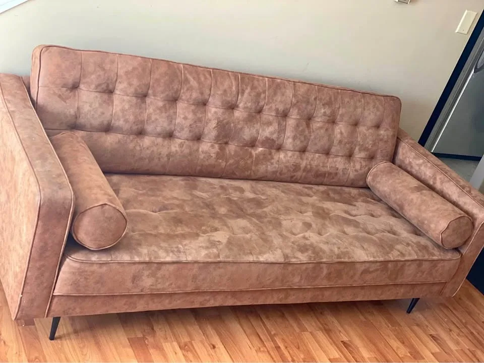 Lucas Mid Century Tufted Fabric Sofa