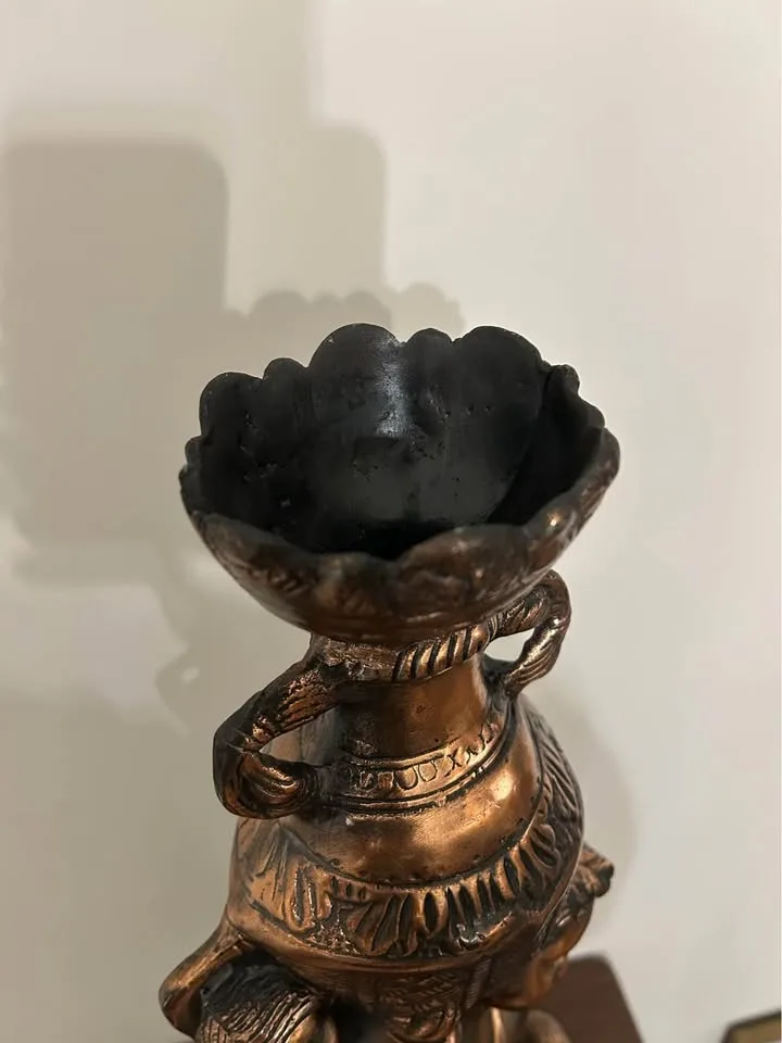 Large Vintage Bronze-Tone Floor Sculpture Mother & Cherubs Decor image indicator(8)