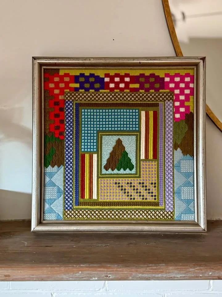 Mid-Century Modern Cross Stitch Wall Art