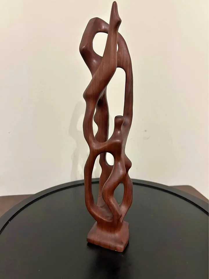 Hand Carved Biomorphic Wooden Sculpture – 12”tall