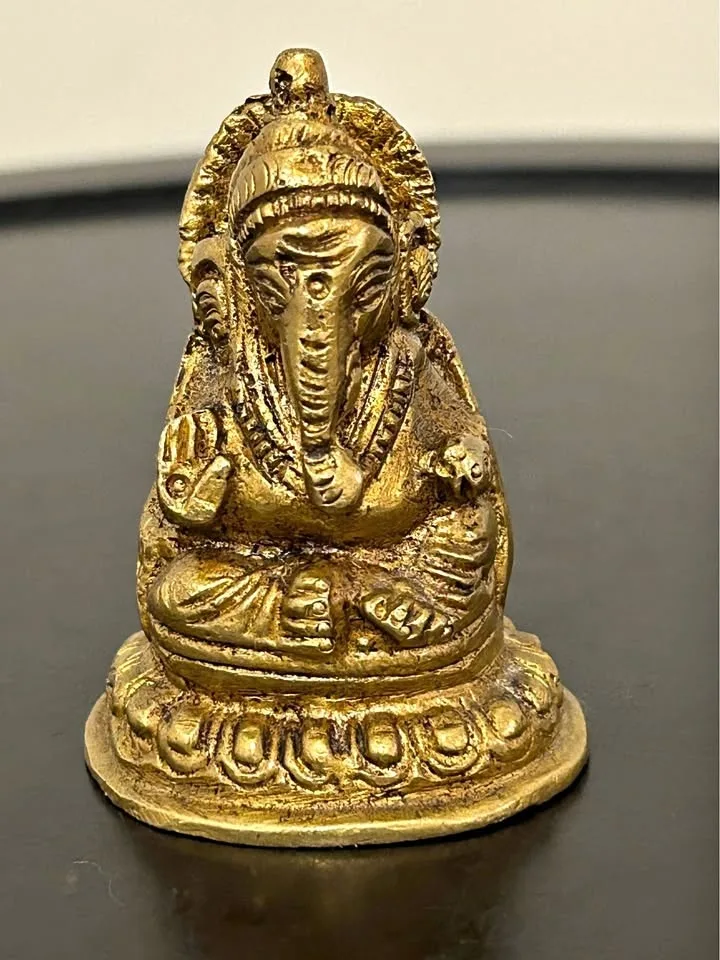 Vintage Mini Brass Ganesha Statue