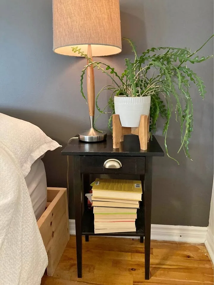 Set of two black wooden ikea HEMNES bedside tables