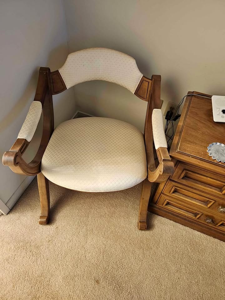 Vintage Wooden Chair with Upholstered Seat and Backrest
