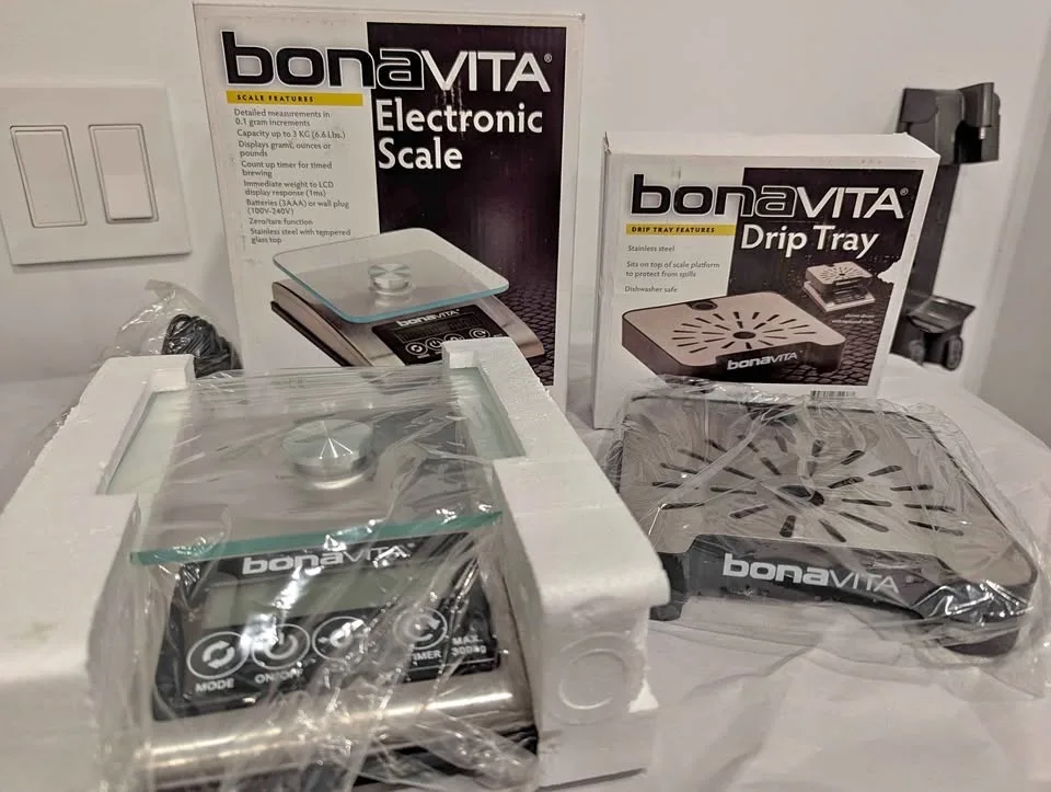 Bonavita kitchen scale with drip tray