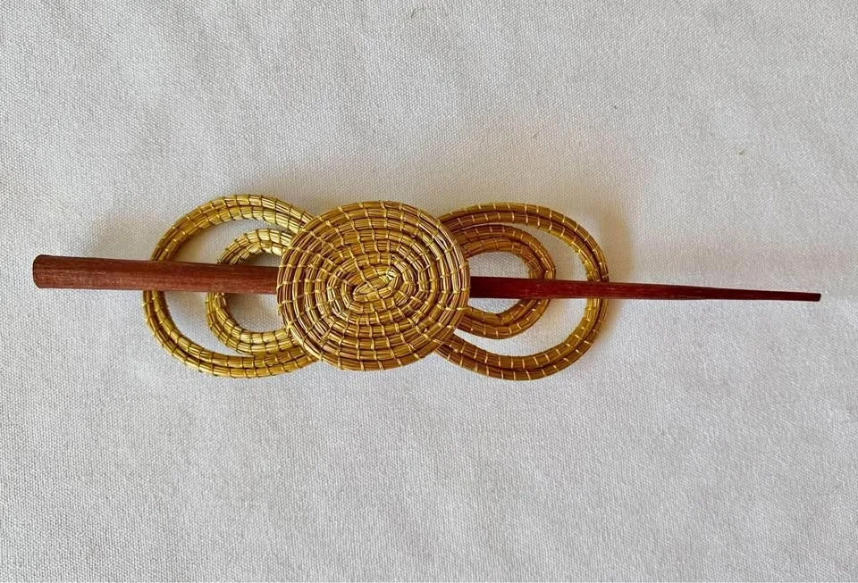 Hair Pin with Rare Golden Grass Decorative Slide