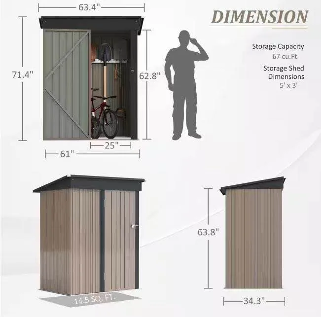 Brand New – 5x3 ft Outdoor Metal Storage Shed (CK30866) image indicator(2)