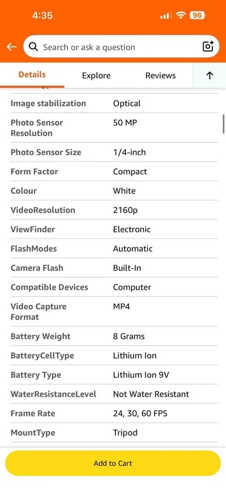 4K Digital Camera 50MP - Used image indicator(6)