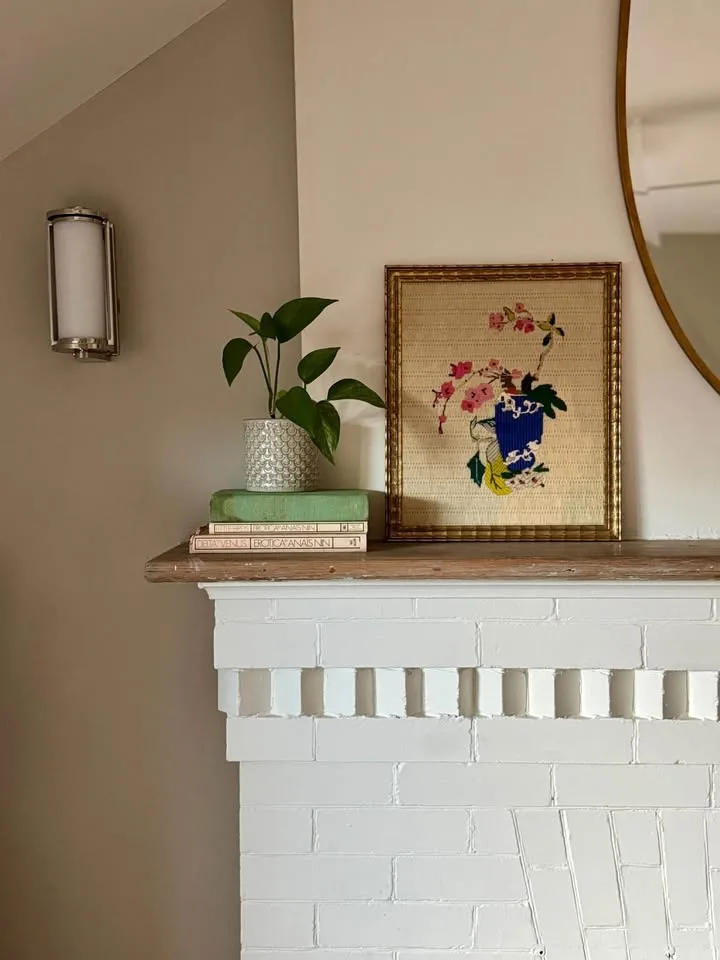 Vintage Floral Needlepoint Art in Gold Frame 13.5" x 16" image indicator(4)