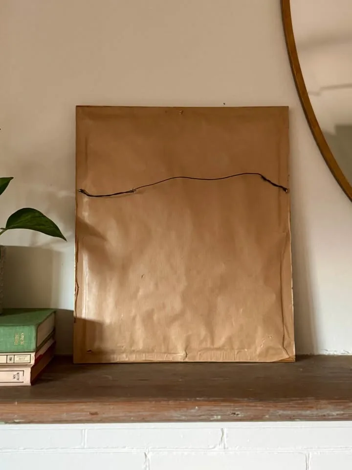 Vintage Floral Needlepoint Art in Gold Frame 13.5" x 16" image indicator(7)