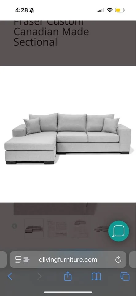 Q living Canadian made Sectional couch reversible image indicator(3)
