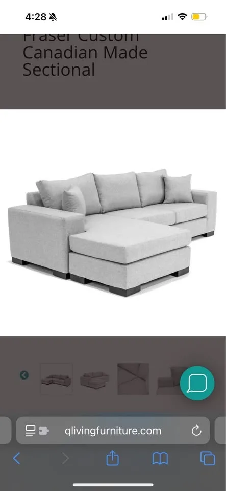 Q living Canadian made Sectional couch reversible image indicator(4)