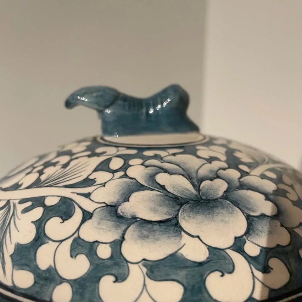 Vintage HBC Thai Blue and White Ceramic Jar - 7.5” image indicator(3)