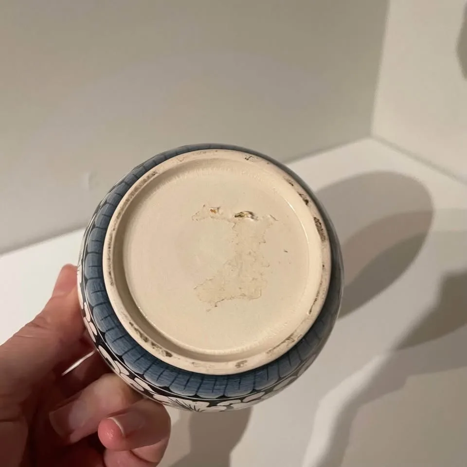 Vintage Thai Blue and White Floral Ceramic Jar - 5.5” image indicator(6)