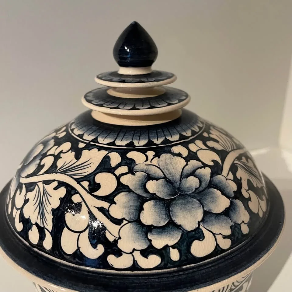 Hudson’s Bay Thai Blue and White Floral Ceramic Jar 7.5” image indicator(2)