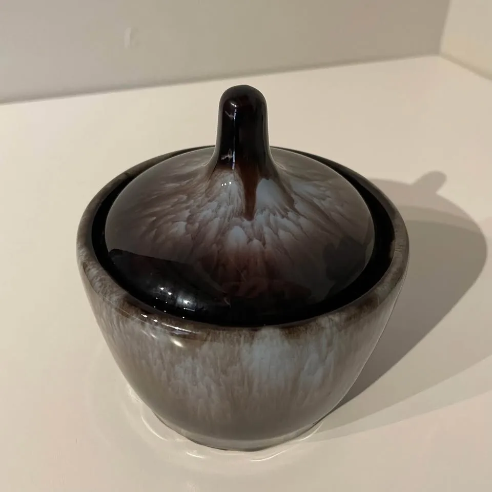 Mid century Blue Mountain Pottery drip glaze lidded trinket box image indicator(2)
