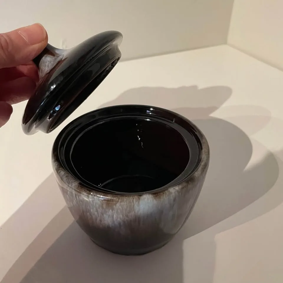 Mid century Blue Mountain Pottery drip glaze lidded trinket box image indicator(3)