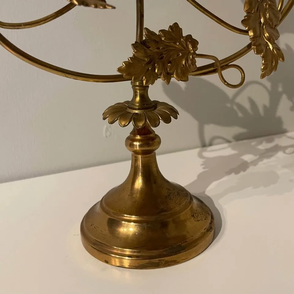 Antique French Brass Candelabra with Amber Details image indicator(5)