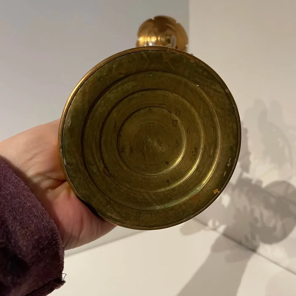 Antique French Brass Candelabra with Amber Details image indicator(7)